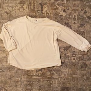 3/4 length balloon sleeve velvet like top